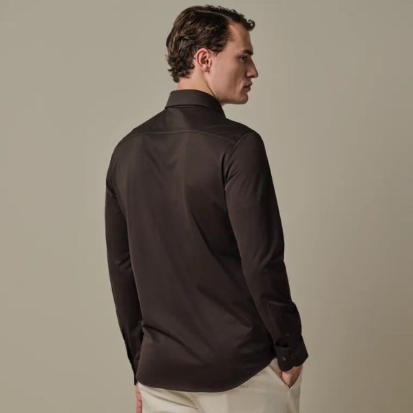 Profuomo Knitted Hemd Dunkelbraun