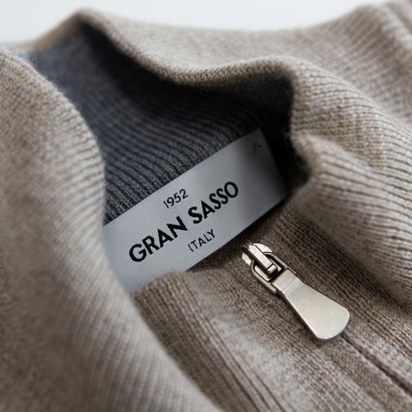 Gran Sasso Pullover mit Reißverschluss und Stehkragen Beige