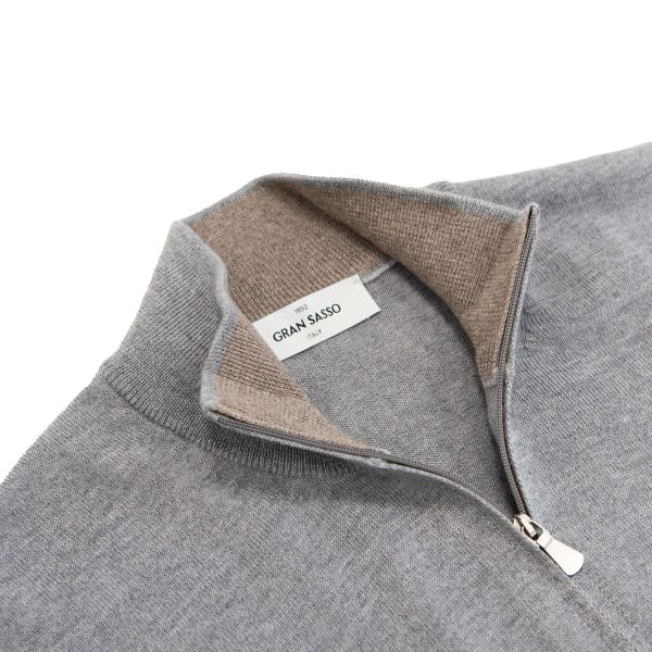Gran Sasso Pullover mit Reißverschluss und Stehkragen Grau