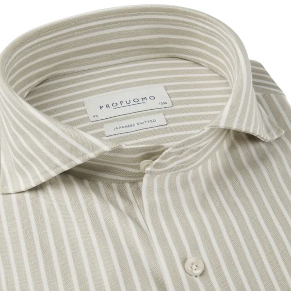 Profuomo Knitted Striped Hemd Beige