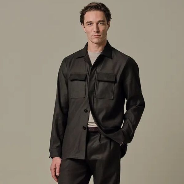 Profuomo Linen Cotton Überhemd Dunkelbraun