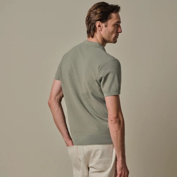 Profuomo Luxury Poloshirt mit offenem Kragen Grün