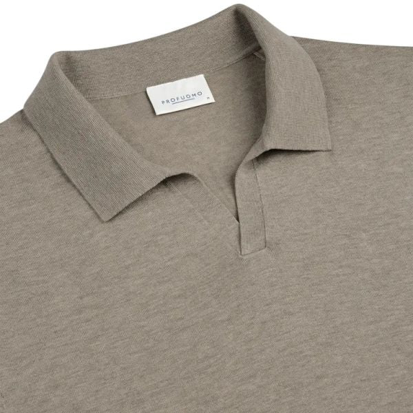 Profuomo Luxury Open Collar Polo Beige
