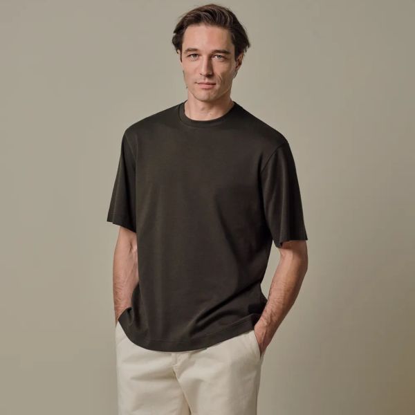 Profuomo Oversized T-shirt Dunkelbraun