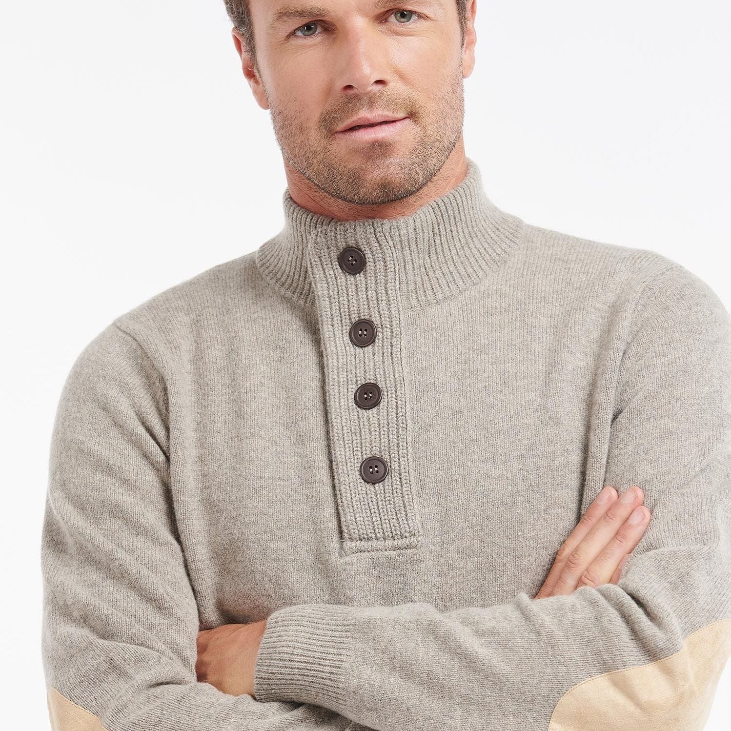 Barbour Essential Patch Half Zip Sweater Grijs
