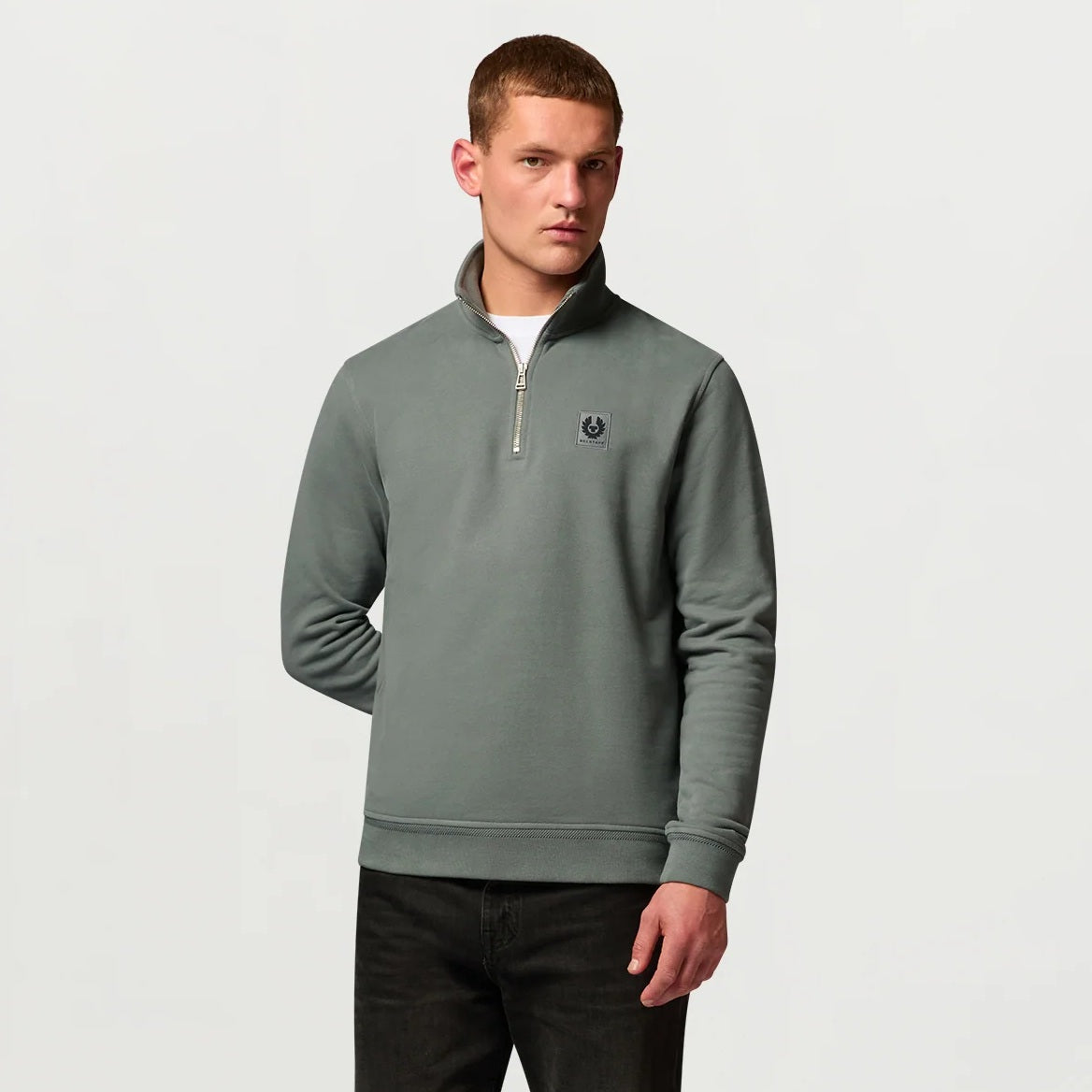 Belstaff Quarter Zip Sweater Grijs