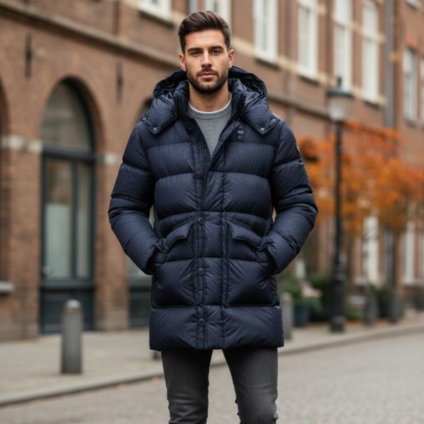 Blauer Basto Long Down Jas Navy