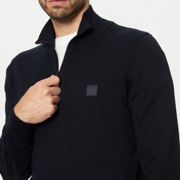 Boss Kanobix Zip Mock Sweater Navy