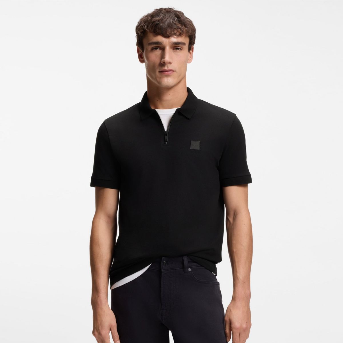 Boss Passerzip Polo Zwart