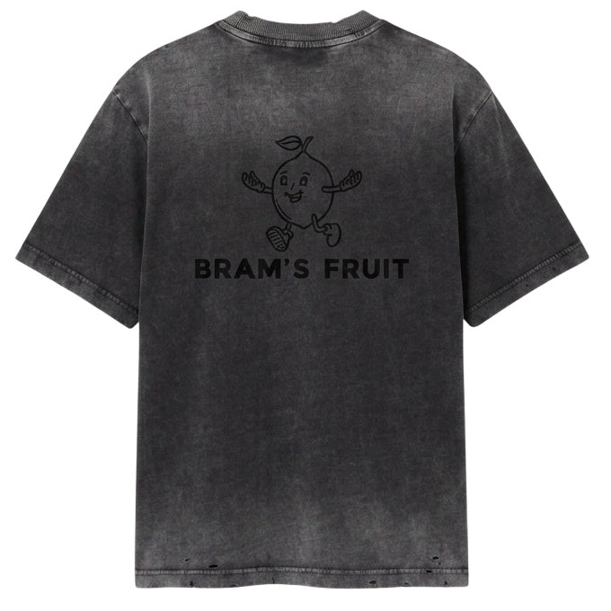 Bram’s Fruit Distressed Big Lemon Outline T-shirt Zwart
