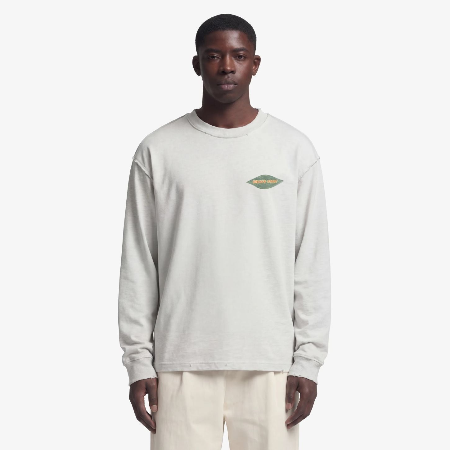 Bram’s Fruit Distressed Leaf Longsleeve T-shirt Grijs