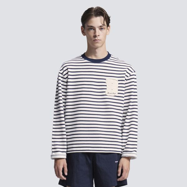 Bram's Fruit Varsity Striped Longsleeve T-shirt Wit/Navy