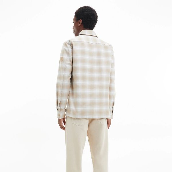 Calvin Klein Fleece Check Overshirt Beige