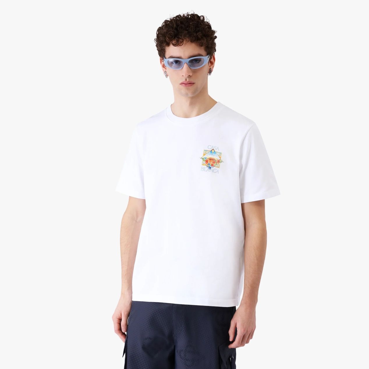 Casablanca Flower Court Icon T-shirt Wit