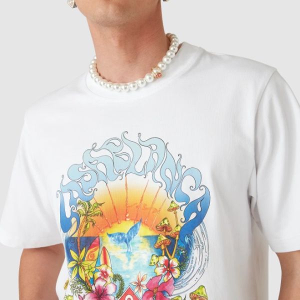 Casablanca Surf Trip T-shirt Wit