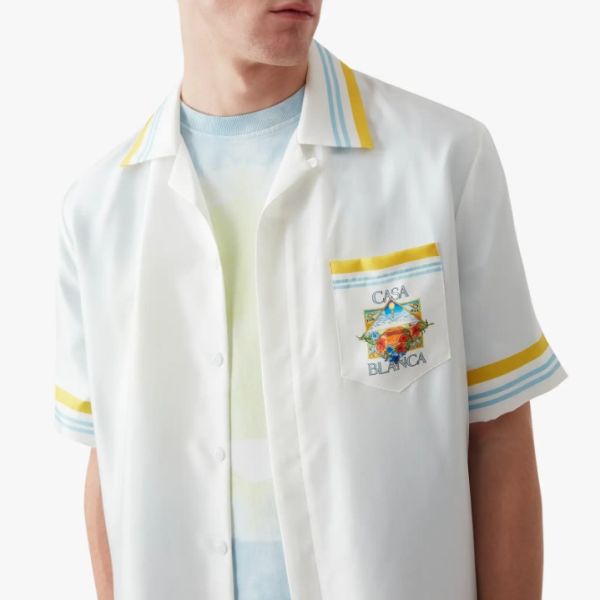 Casablanca Tennis Landscape Silk Overhemd Wit