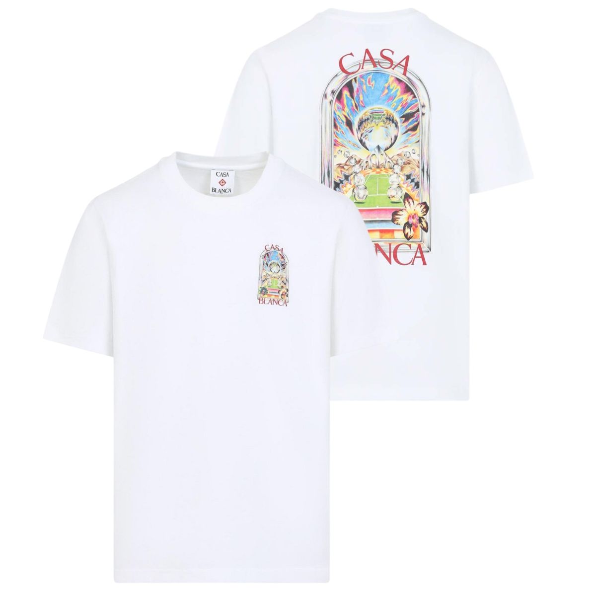 Casablanca Tennis Landscape T-shirt Wit