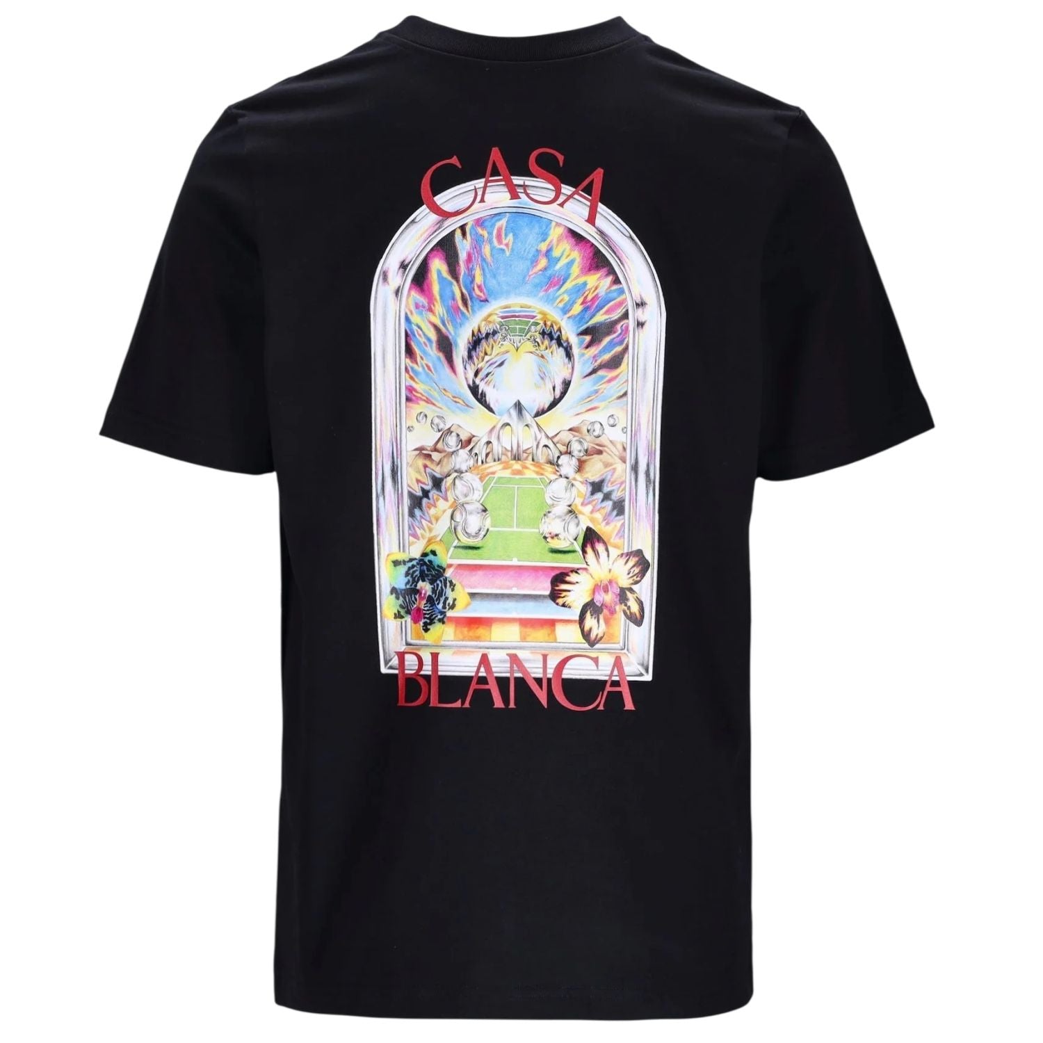 Casablanca Tennis Landscape T-shirt Zwart