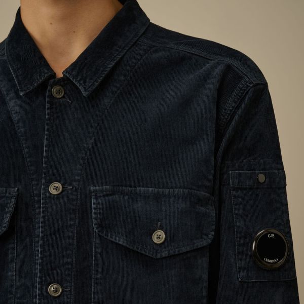 CP Company Corduroy Lens Button Overshirt Navy