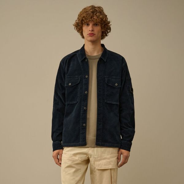 CP Company Corduroy Lens Button Overshirt Navy