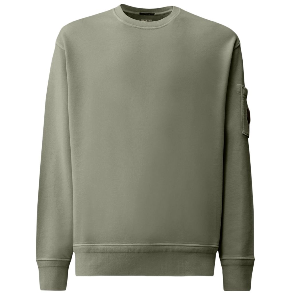 CP Company Cotton Diagonal Fleece Resist Dyed Lens Sweater Licht Blauw