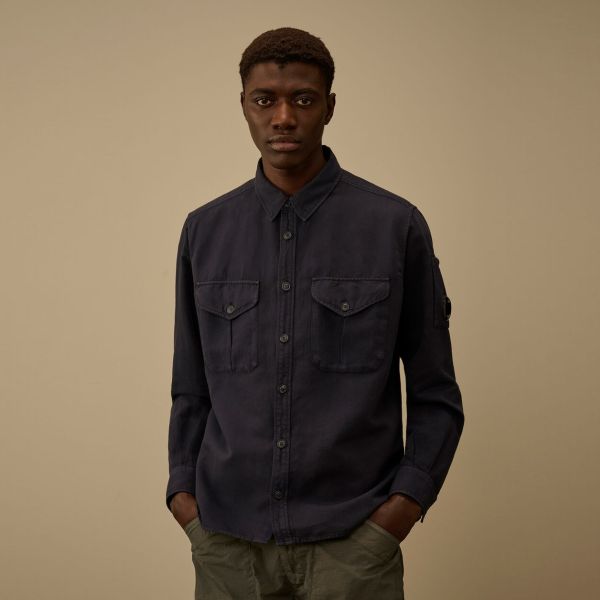 CP Company Cotton Linen Overshirt Navy