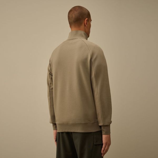 CP Company Diagonal Raised Fleece Half Zip Sweater Grijs