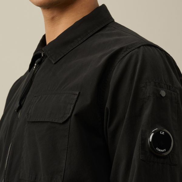 CP Company Gabardine Zipped Overshirt Zwart