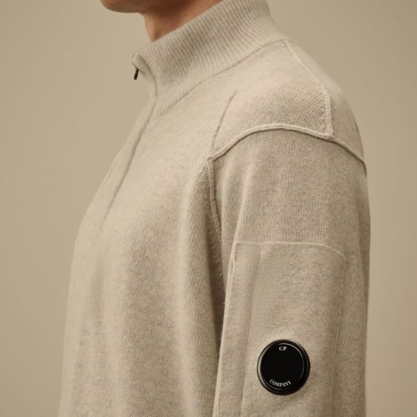 CP Company Lambswool GRS Half Zipped Knit Sweater Grijs