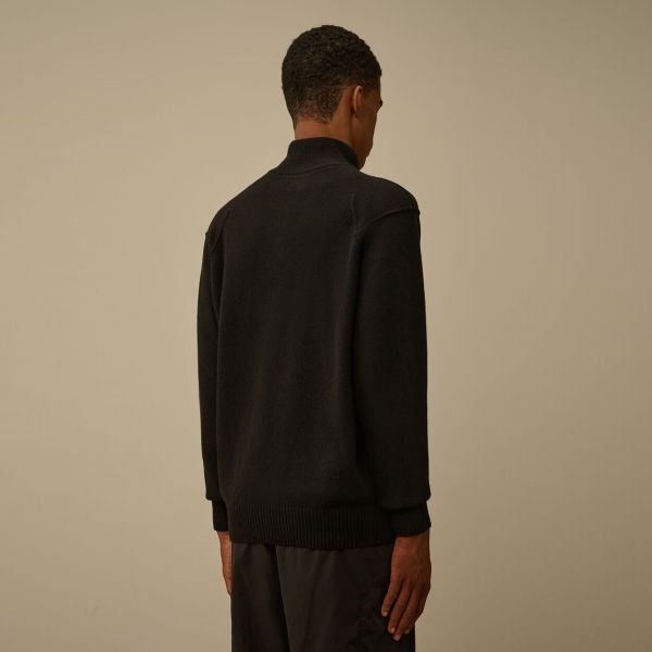 CP Company Lambswool GRS Half Zipped Knit Sweater Zwart