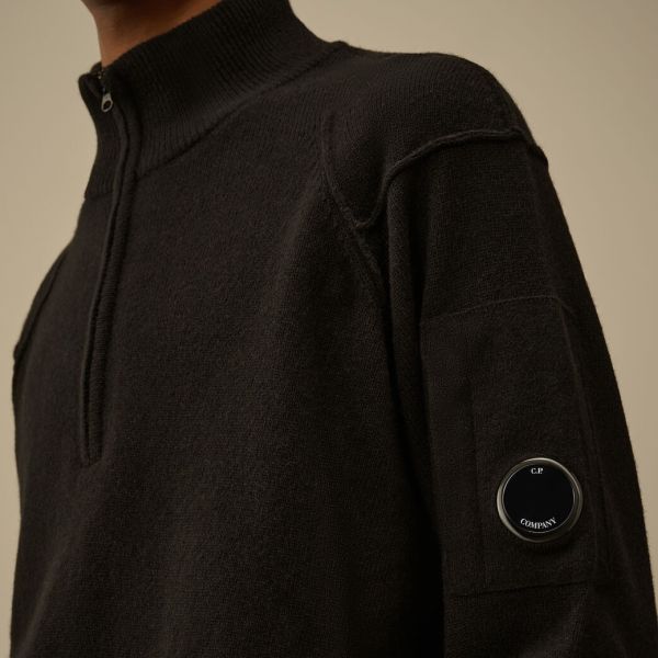CP Company Lambswool GRS Half Zipped Knit Sweater Zwart