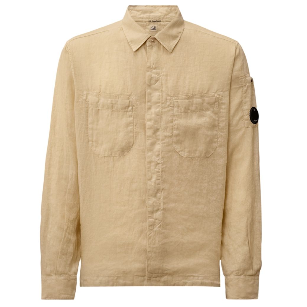CP Company Linen Button Lens Overhemd Off White