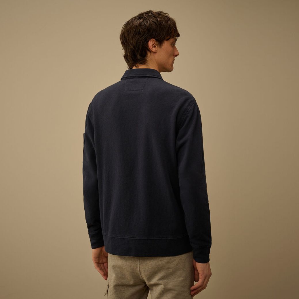 CP Company Malfilè Fleece Lens Half Zip Sweater Navy