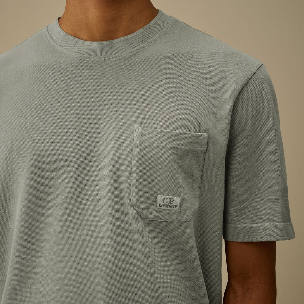 CP Company Piquet Pigment Dyed T-shirt Licht Blauw