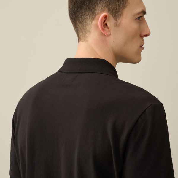 CP Company Stretch Piquet Polo Zwart