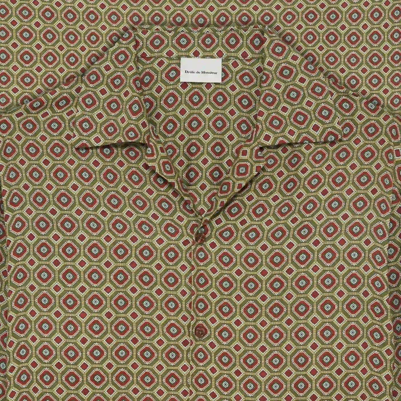Drôle De Monsieur Geometric Overhemd Donker Groen