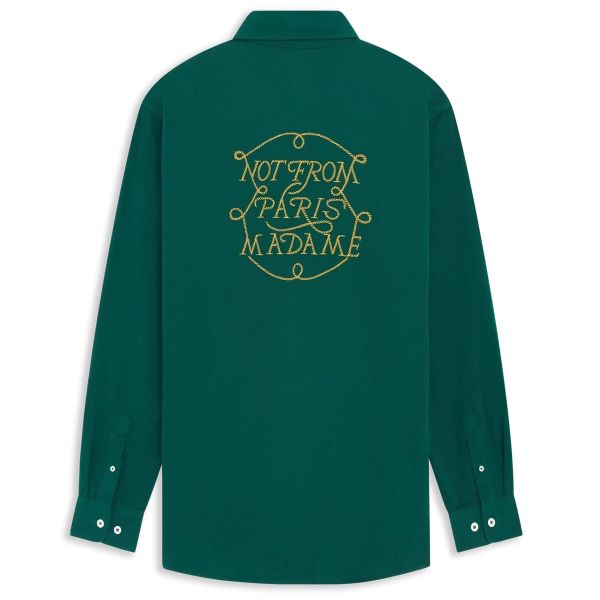 Drôle De Monsieur Slogan Tresses Overhemd Donker Groen