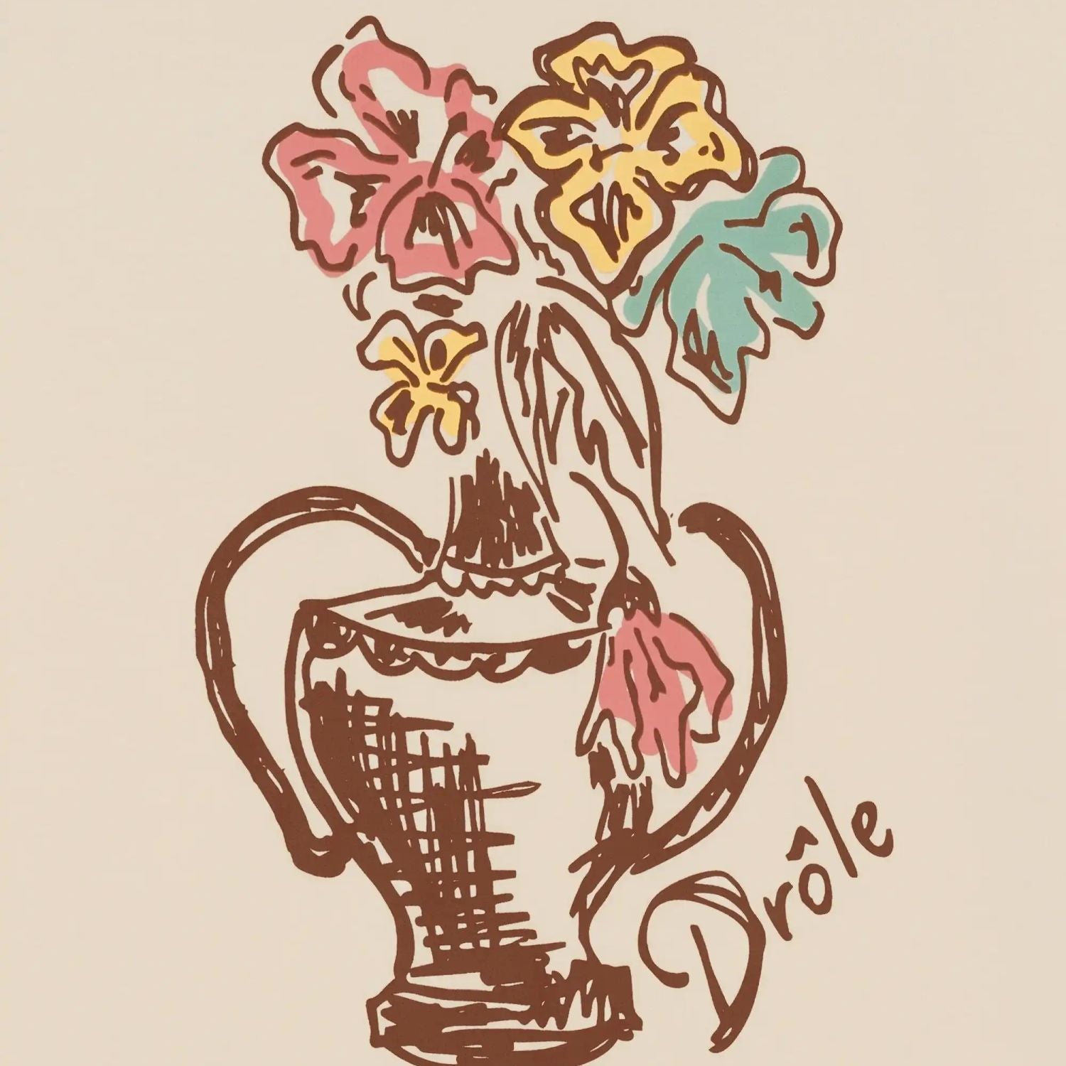 Drôle De Monsieur Vase Havana T-shirt Beige