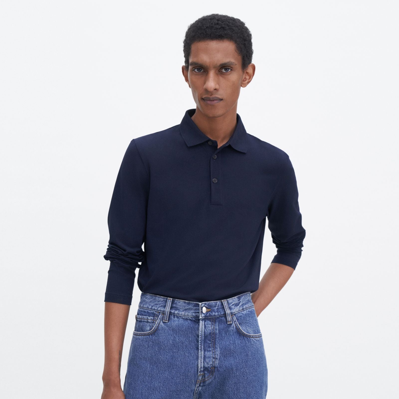 Filippa K Luke Stretch Longsleeve Polo Navy