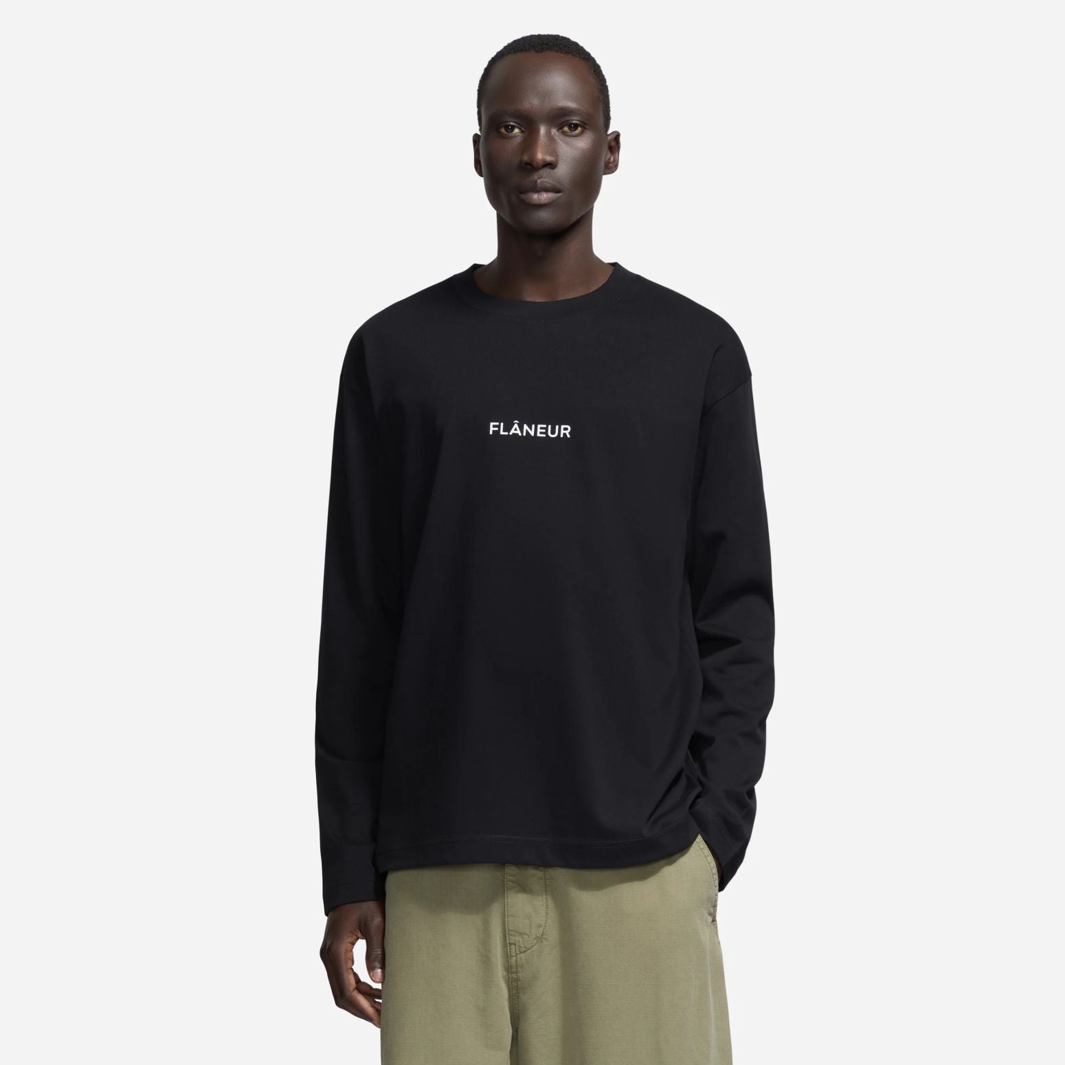 Flâneur Box Logo Longsleeve T-shirt Zwart