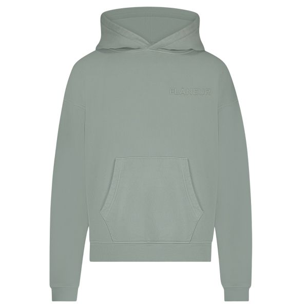 Flâneur Double Logo Washed Hoodie Licht Groen