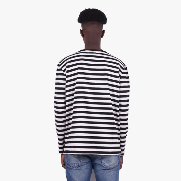 flaneur homme striped longsleeve t-shirt zwart wit