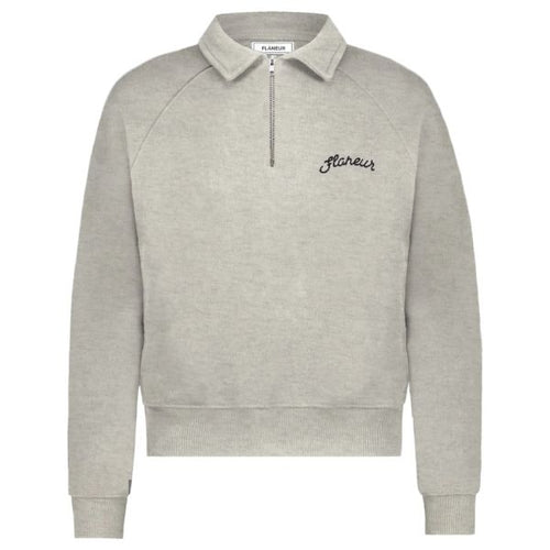 Flâneur Signature Raglan Half Zip Sweater Grijs