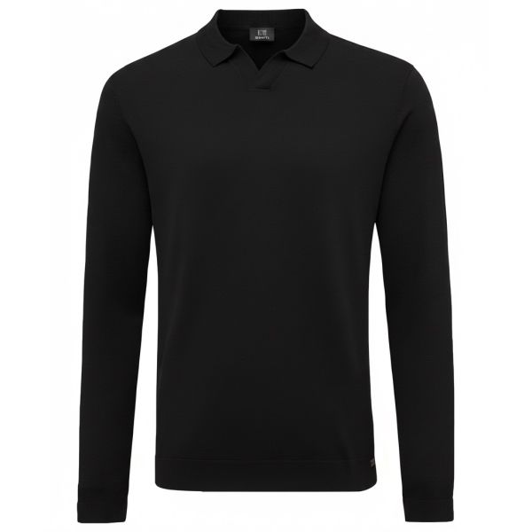 Genti No Buttons Longsleeve Polo Zwart