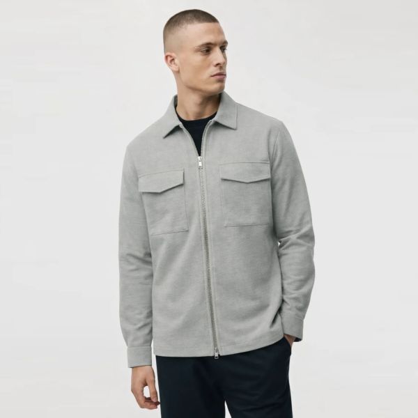 Genti Oaks Zip Overshirt Grijs