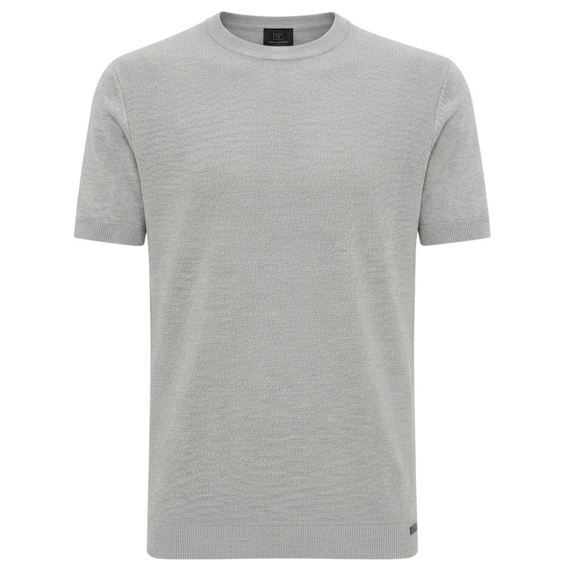 Genti Round Knitted Structured T-shirt Grijs