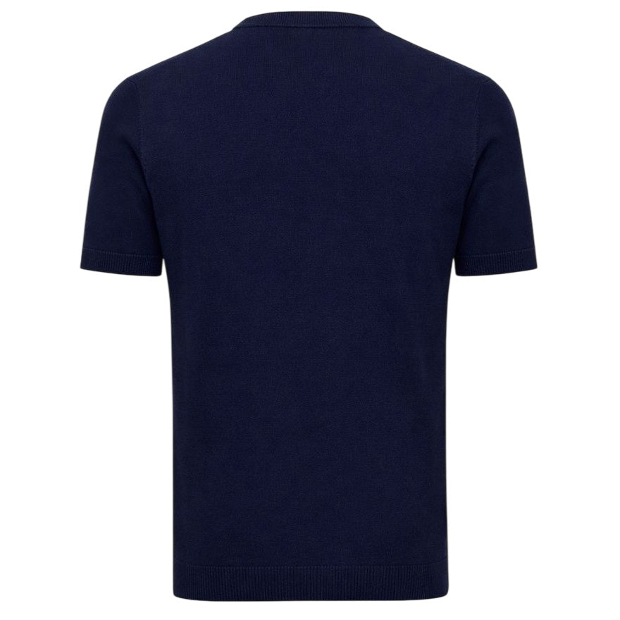 Genti Round Knitted Structured T-shirt Navy