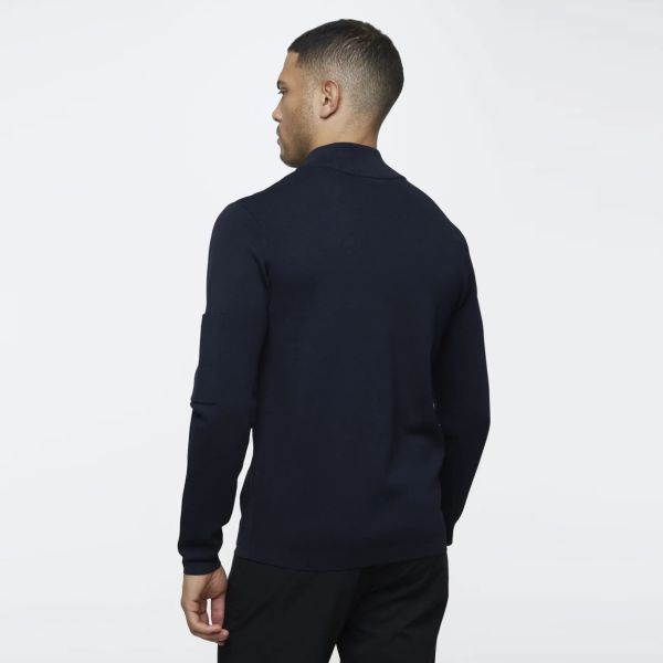 Genti Turtle Zip Sweater Navy