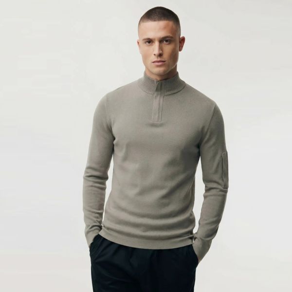 Genti Turtle Zip Sweater Bruin