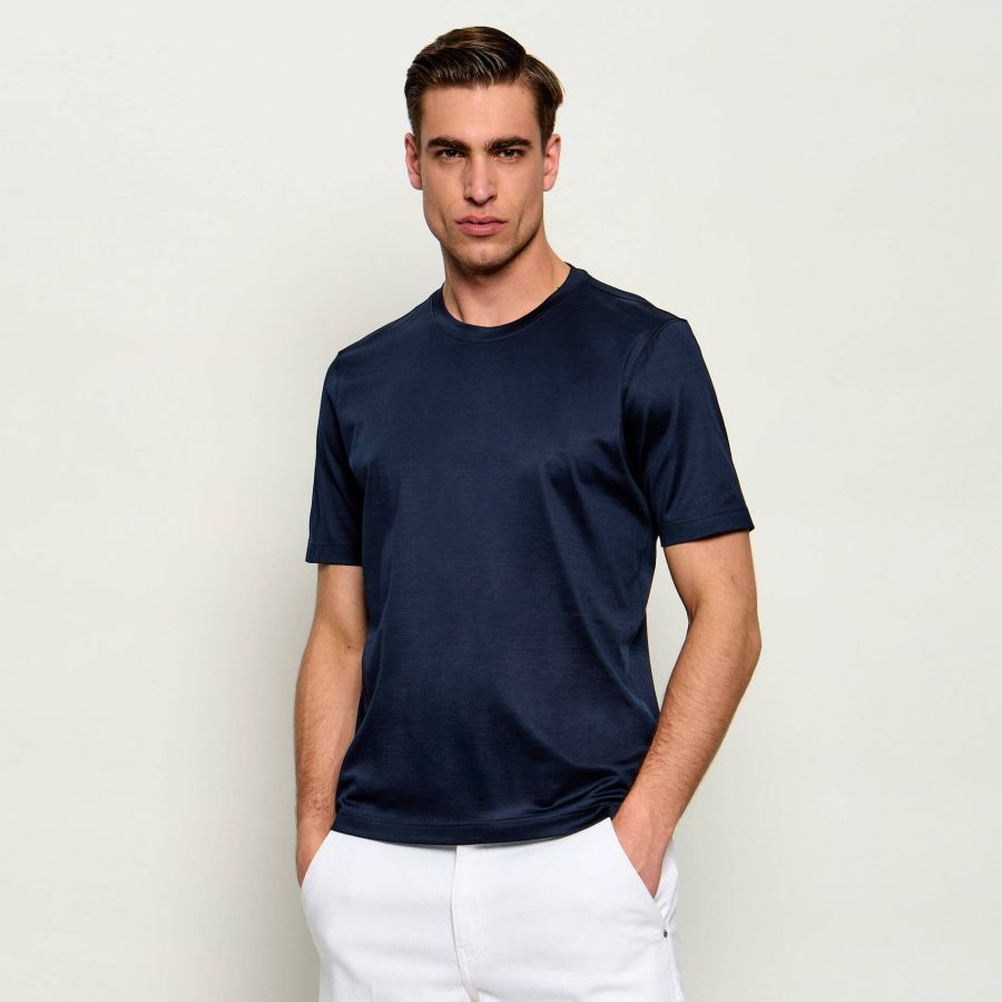 Gran Sasso Mercerized Cotton T-shirt Navy